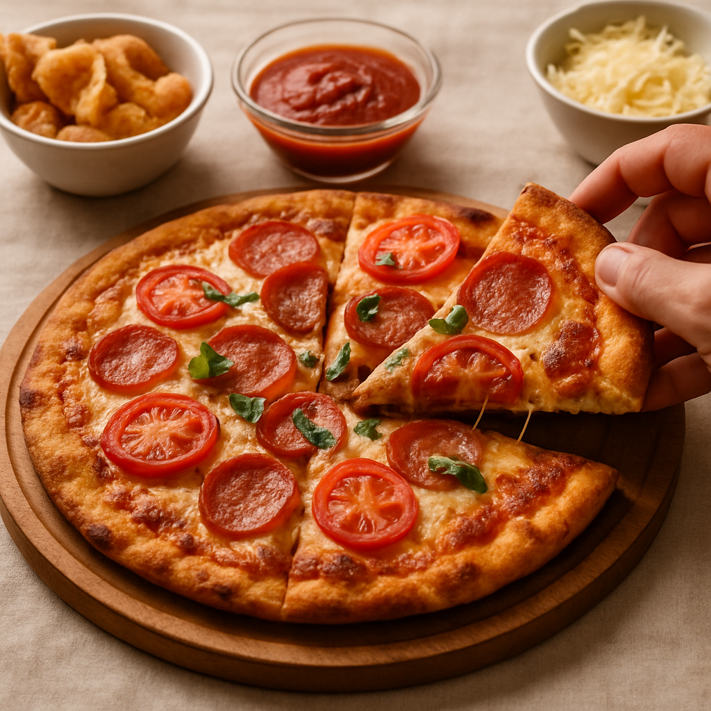 A cheesy low-carb pie showcasing creative keto pizza hacks for cheat nights